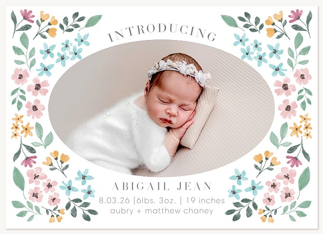 Floral Introduction Baby Announcements