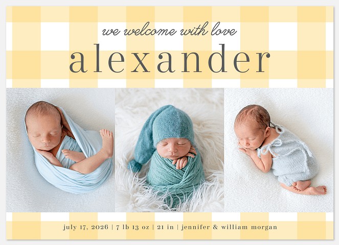 Bright Plaid Baby Birth Announcements