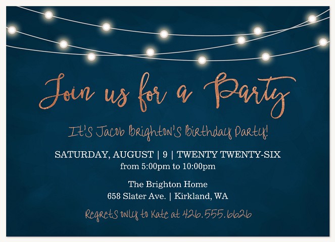 String Lights Adult Birthday Party Invitations