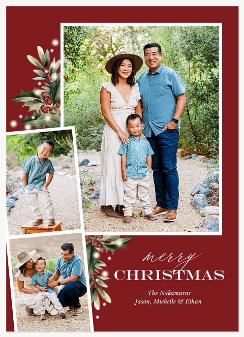 Twinkling Foliage Personalized Holiday Cards