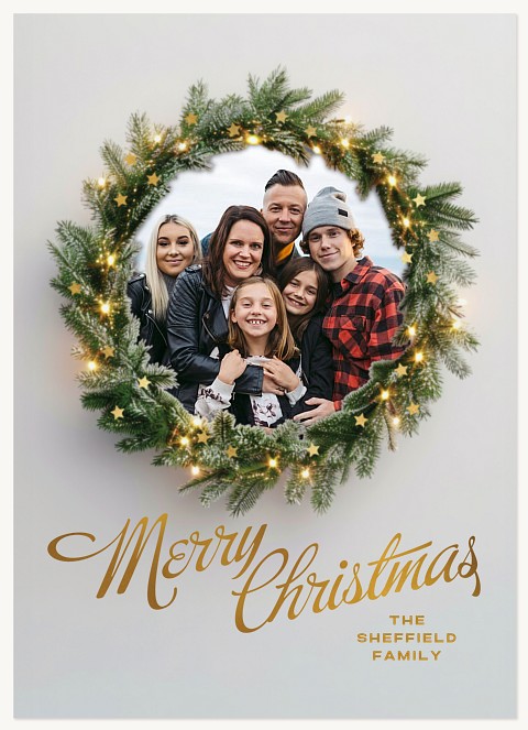 Traditional Greenery Personalized Holiday Cards