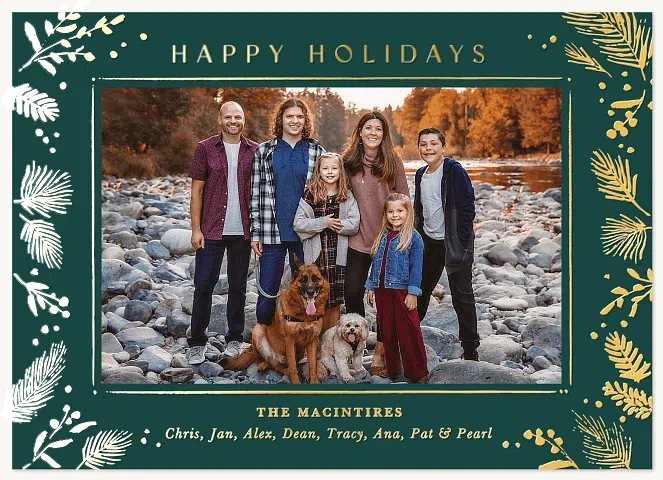 Cozy Woodcut Personalized Holiday Cards