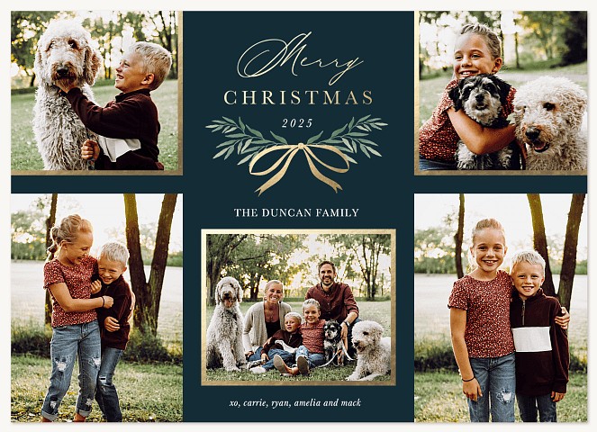 Gilded Bow Personalized Holiday Cards