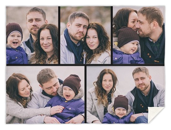 Five Photo Collage Custom Free Blankets