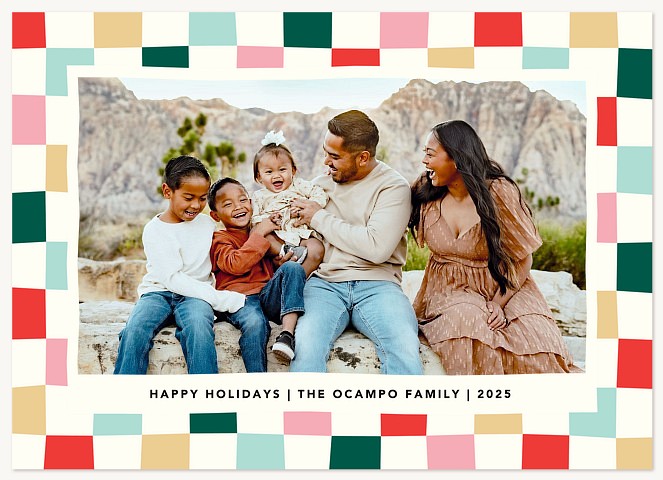 Colorful Checkered Personalized Holiday Cards