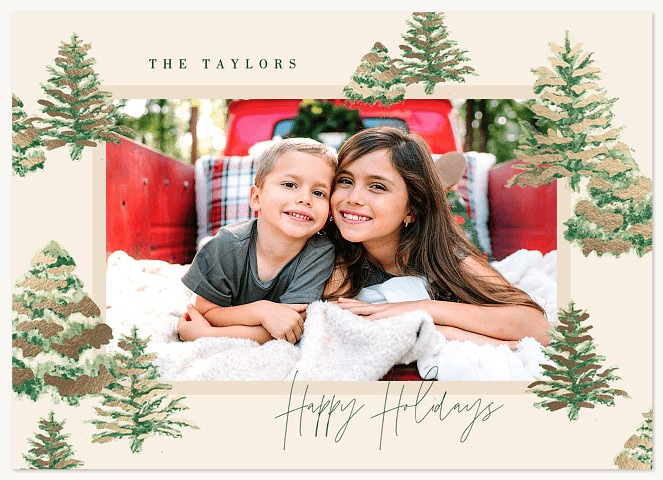 Gilded Trees Personalized Holiday Cards