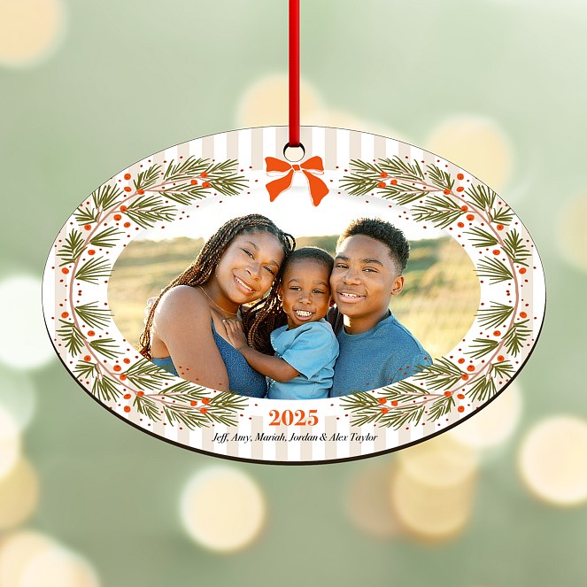 Holly Berry Frame Personalized Ornaments