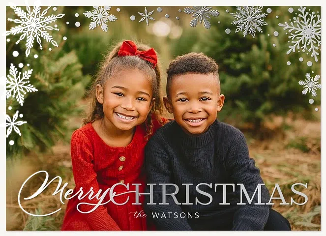 Metallic Snowflakes Personalized Holiday Cards