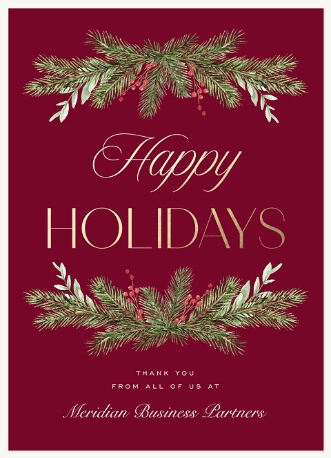 Elegant Foliage Business Holiday Cards