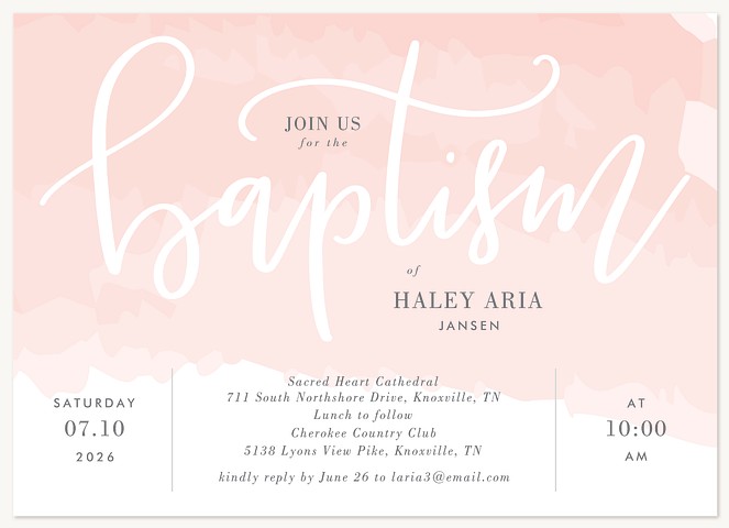 Watercolor Flourish Baptisms & Christening Invitations