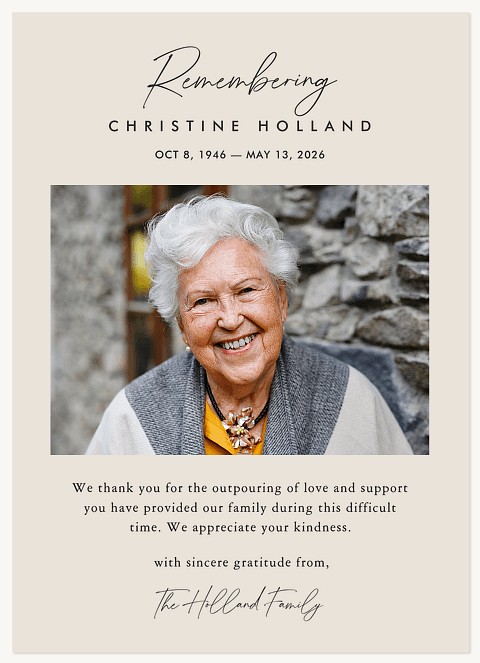 Peaceful Script Memorial & Sympathy Cards