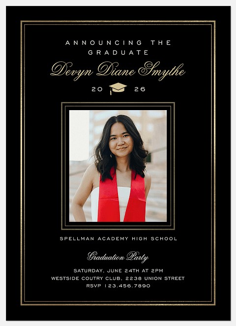 Gold Border Graduation Cards