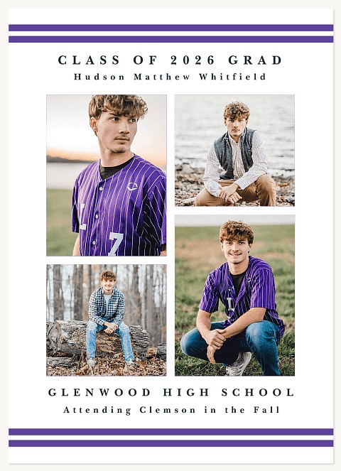 Sporty Grid Graduation Cards