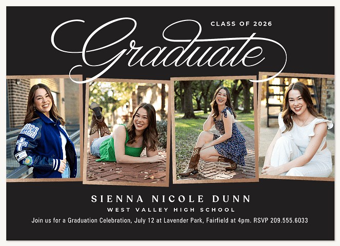 Golden Frame Arrangement Graduation Cards