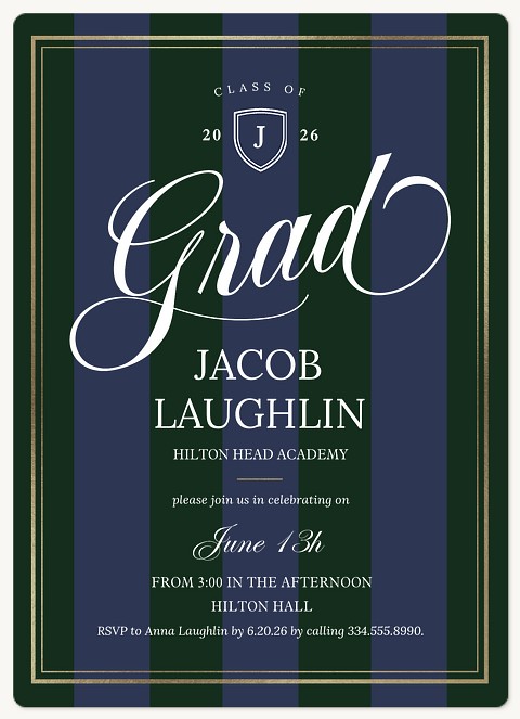 Preppy Stripes Graduation Cards
