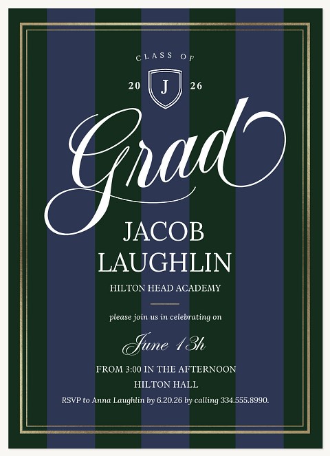 Preppy Stripes Graduation Cards