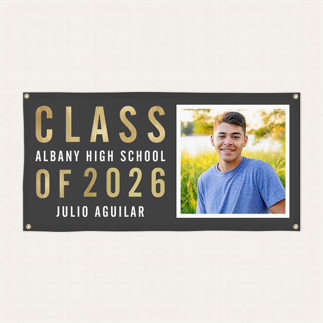 Slate & Gold Graduation Banner Custom Banners