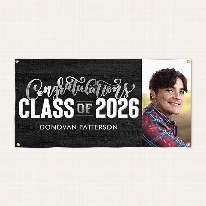 Metal & Wood Graduation Banner Custom Banners