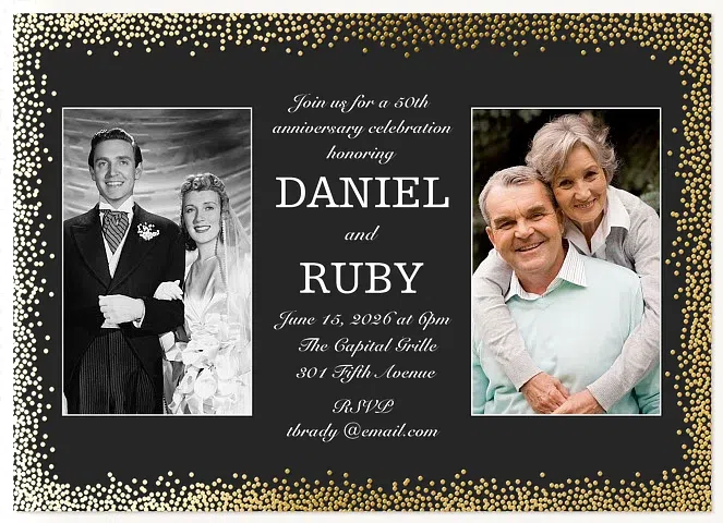 Celebratory Confetti Wedding Anniversary Invitations