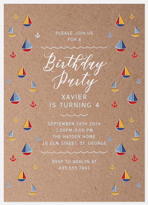 Sailboats Kids' Birthday Invitations