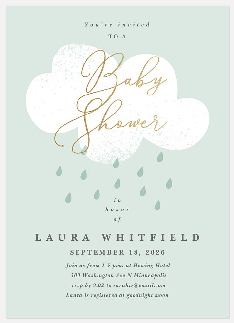 Mint Shower Baby Shower Invitations