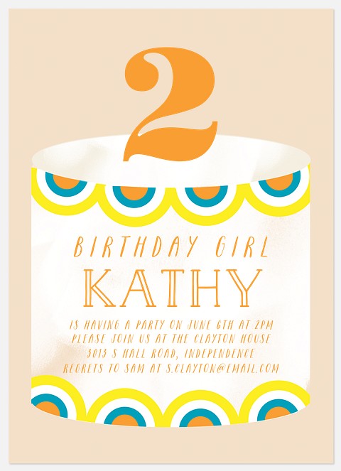 Decorated Cake Kids' Birthday Invitations
