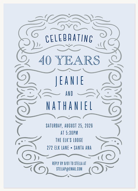 Ornamental Swirls Wedding Anniversary Invitations
