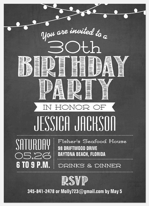 A Party to Remember Adult Birthday Invitations
