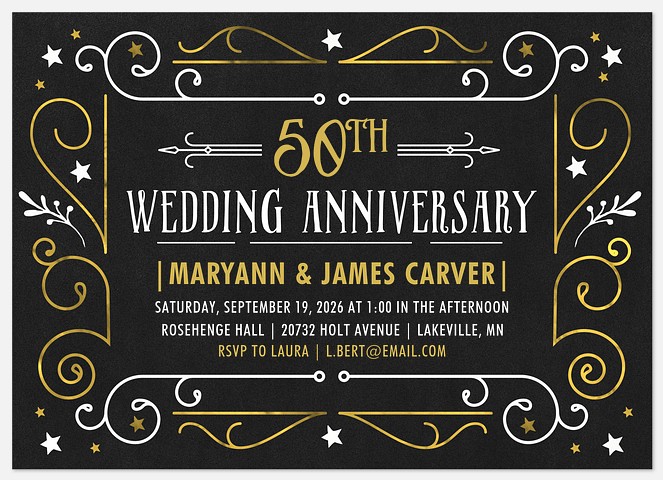 Celestial Flourish Anniversary Invitations