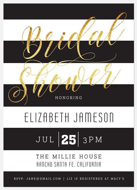 Glam Stripes Bridal Shower Invitations