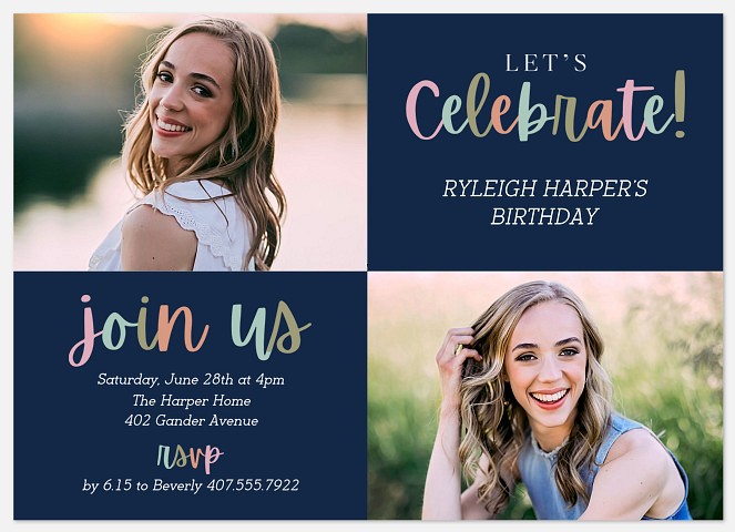 Multicolor Mix Adult Birthday Invitations