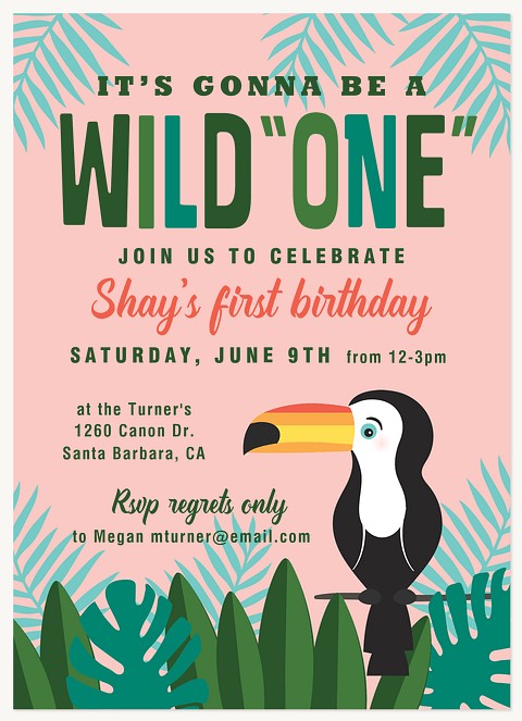 Wild Toucan First Birthday Invitations