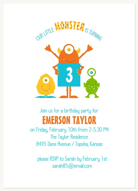 Monster Mash Boy Birthday Party Invitations