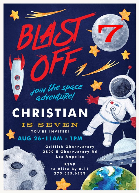 Interstellar Boy Birthday Party Invitations