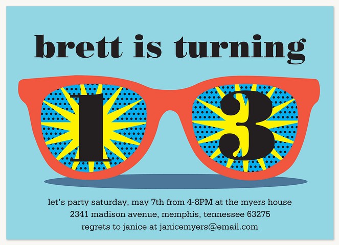 Spectacular Shades Boy Birthday Party Invitations