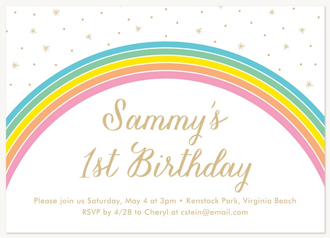 Over The Rainbow First Birthday Invitations
