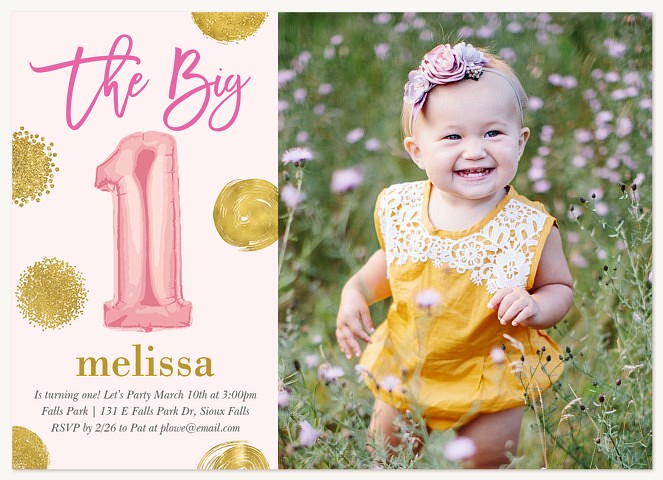 One Big Balloon First Birthday Invitations