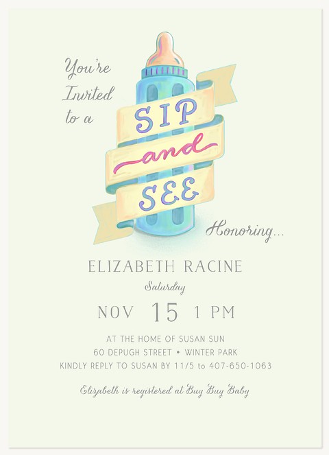 Baby Bottle Baby Shower Invites