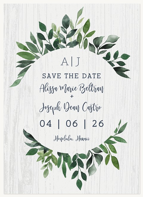 Rustic Greenery Save the Date Cards