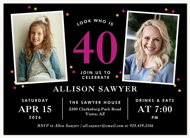 Big Number Adult Birthday Party Invitations