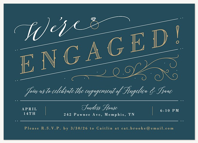 Vintage Engraving Engagement Party Invitations