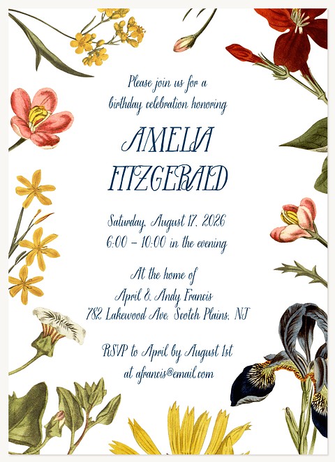 Garden Party Adult Birthday Party Invitations