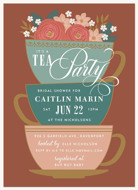 Terracotta Tea Bridal Shower Invitations