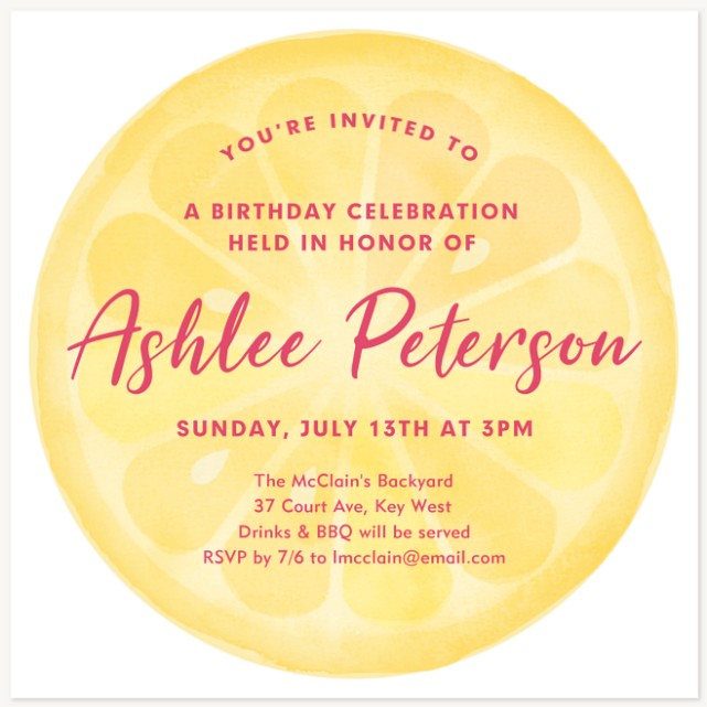 Lemonade Summer Party Invitations