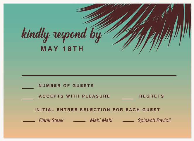 Sunset Palms Wedding RSVP Cards