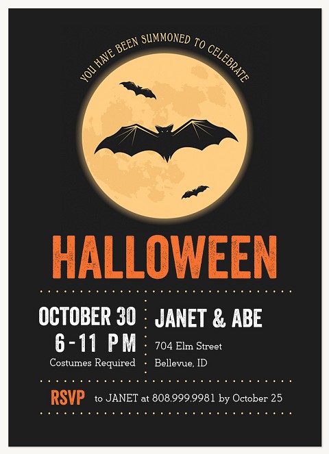 Full Moon Halloween Party Invitations