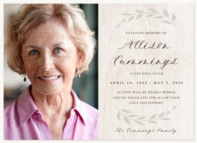 Natural Laurel Memorial & Sympathy Cards