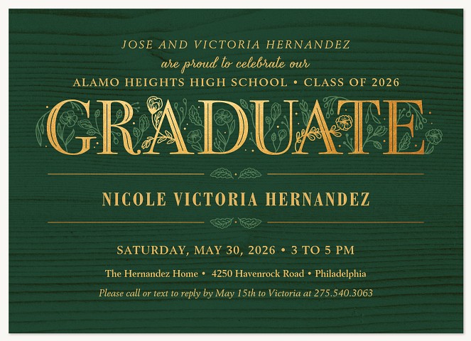 Botanical Letters Graduation Announcements