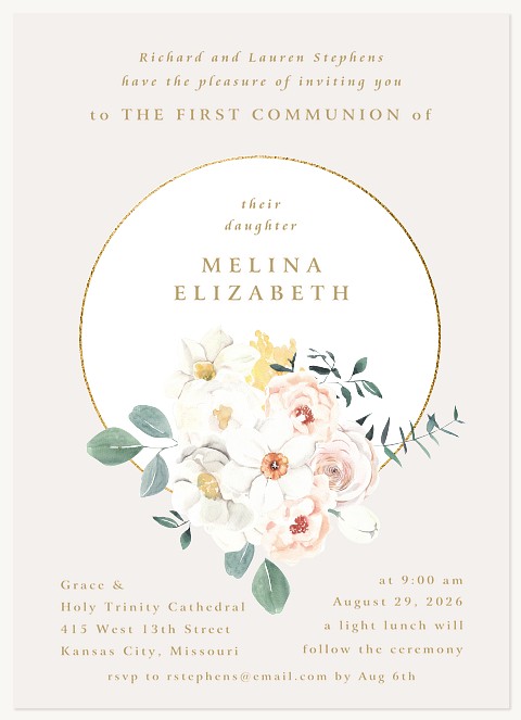 Sweet Wreath First Communion Invitations