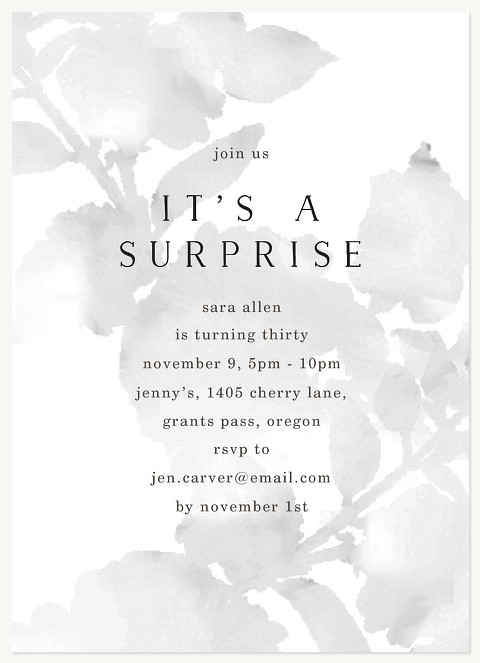 Smokey Watercolor Adult Birthday Party Invitations